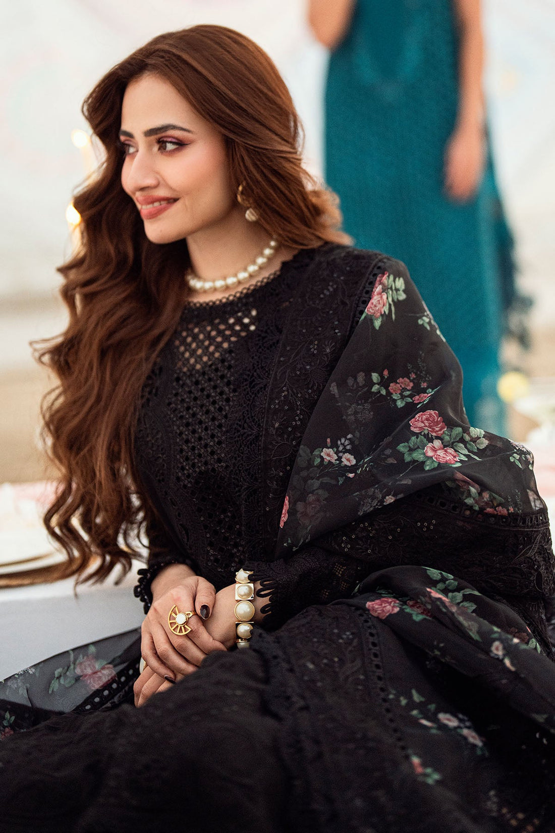 NUREH-3PC DHANAK LASER WORK EMBROIDERED SUIT KUN-3544