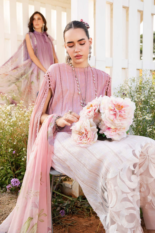 MARIA.B-3PC LAWN PRINTED EMB SHIRT WITH CHIFFON PRINT DUPATTA AND PRINT TROUSER-KUN-2512