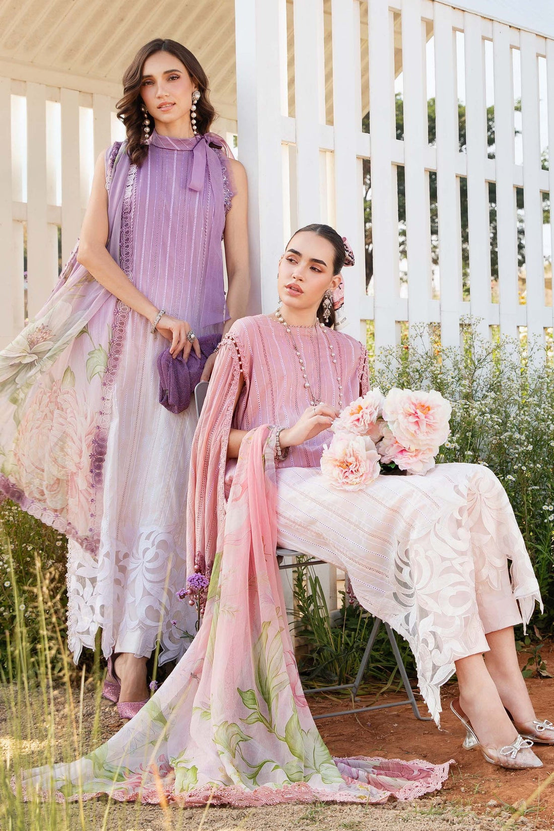 MARIA.B-3PC LAWN PRINTED EMB SHIRT WITH CHIFFON PRINT DUPATTA AND PRINT TROUSER-KUN-2511
