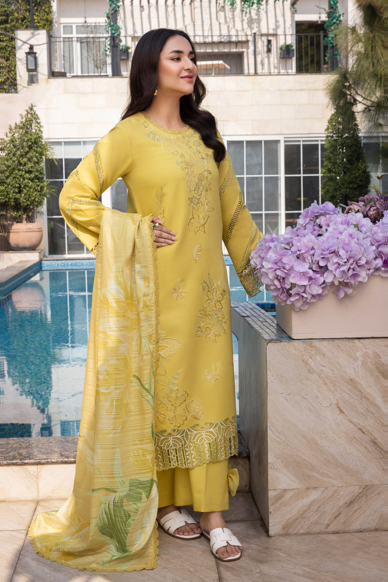 RANG RASIYA-3PC LAWN EMBROIDERED SHIRT WITH MONARK PRINT DUPATTA AND TROUSER-KUN-3701