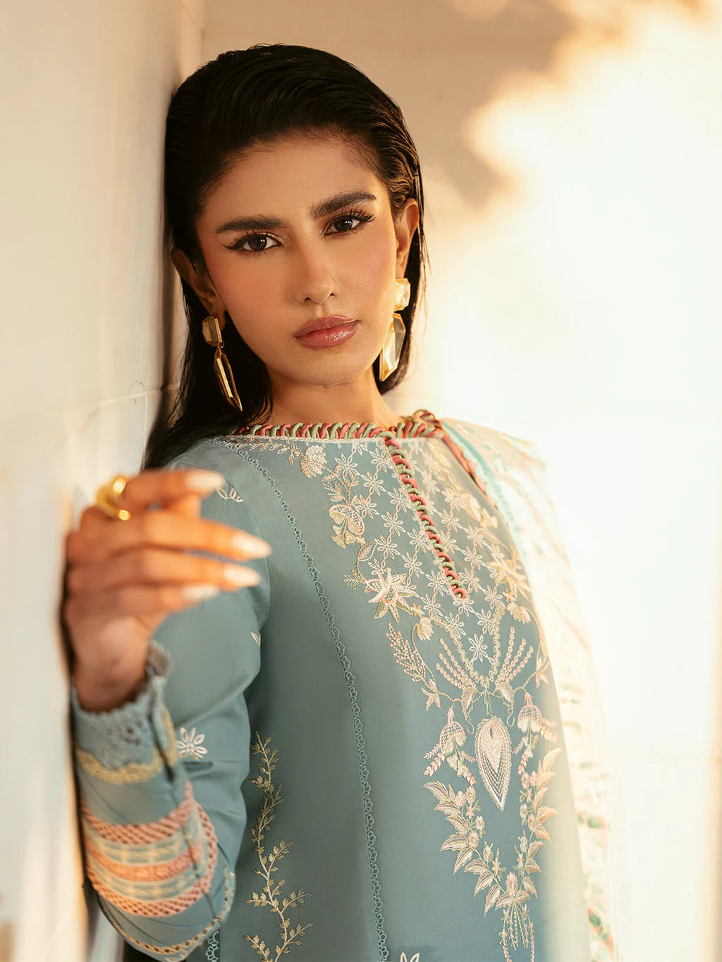 BIN ILYAS-3PC DHANAK SEQUENCE EMBROIDERED SUIT-KUN-4122