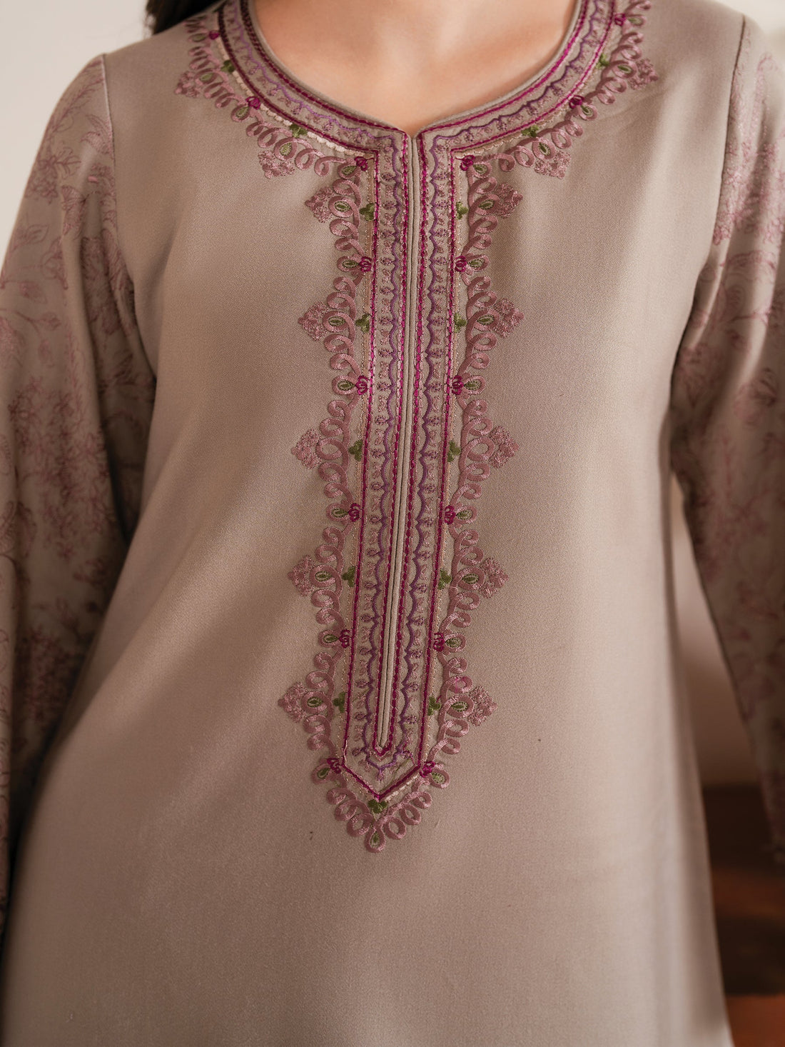 GARNET-3PC LAWN EMBROIDERED SHIRT WITH MONARK PRINT DUPATTA AND TROUSER-KUN-3534