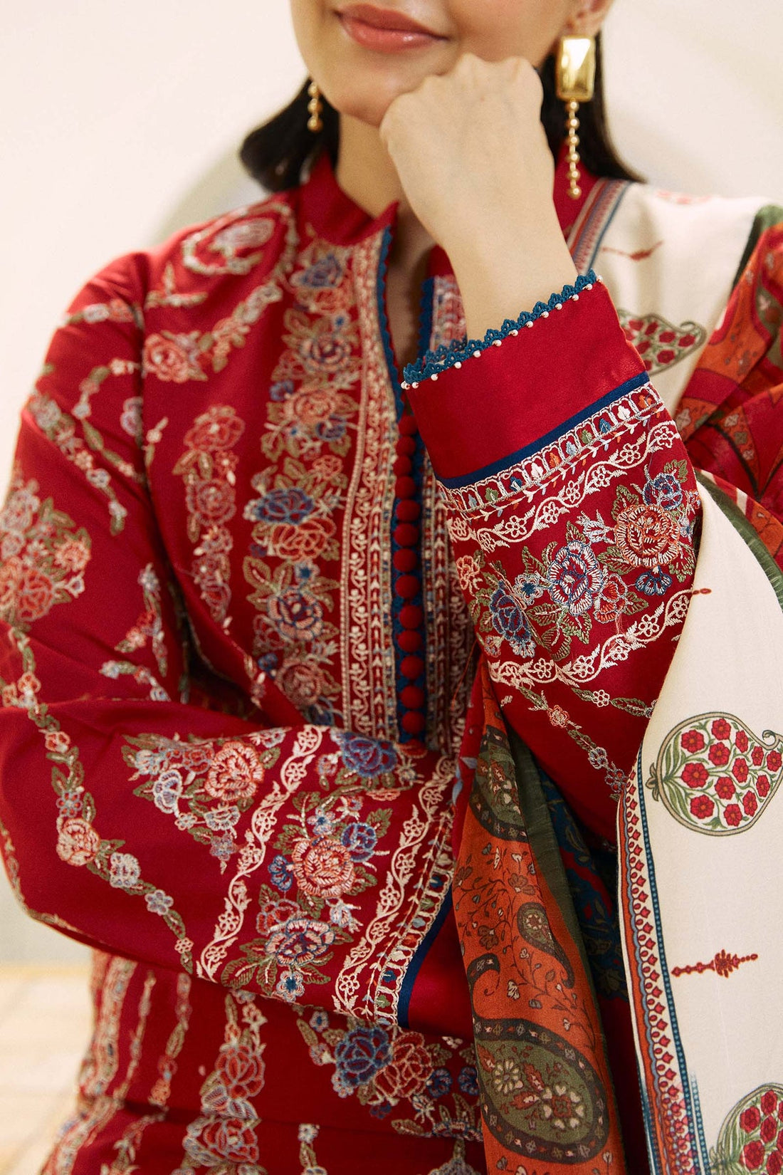 ZARASHAHJAHAN-3PC LAWN EMBROIDERED SHIRT WITH MONARK PRINT DUPATTA AND EMB TROUSER-KUN-3521