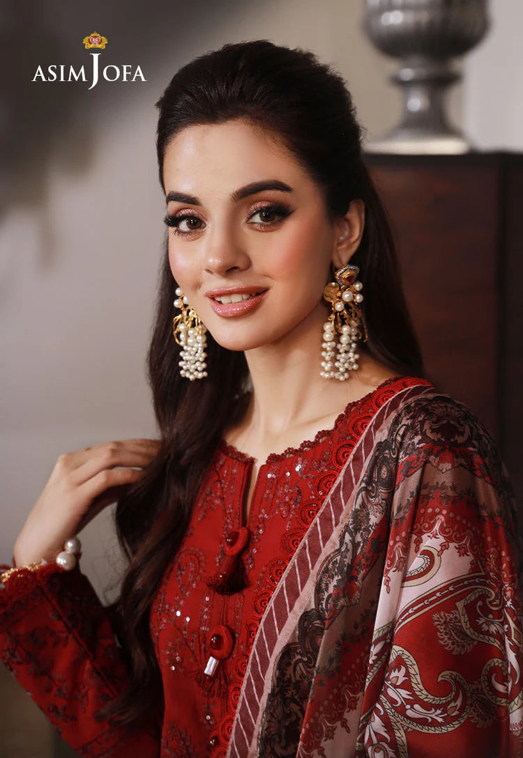 ASIM JOFA-3PC DHANAK SEQUIN EMBROIDRED SUIT KUN-4228