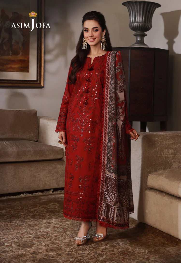ASIM JOFA-3PC DHANAK SEQUIN EMBROIDRED SUIT KUN-4228