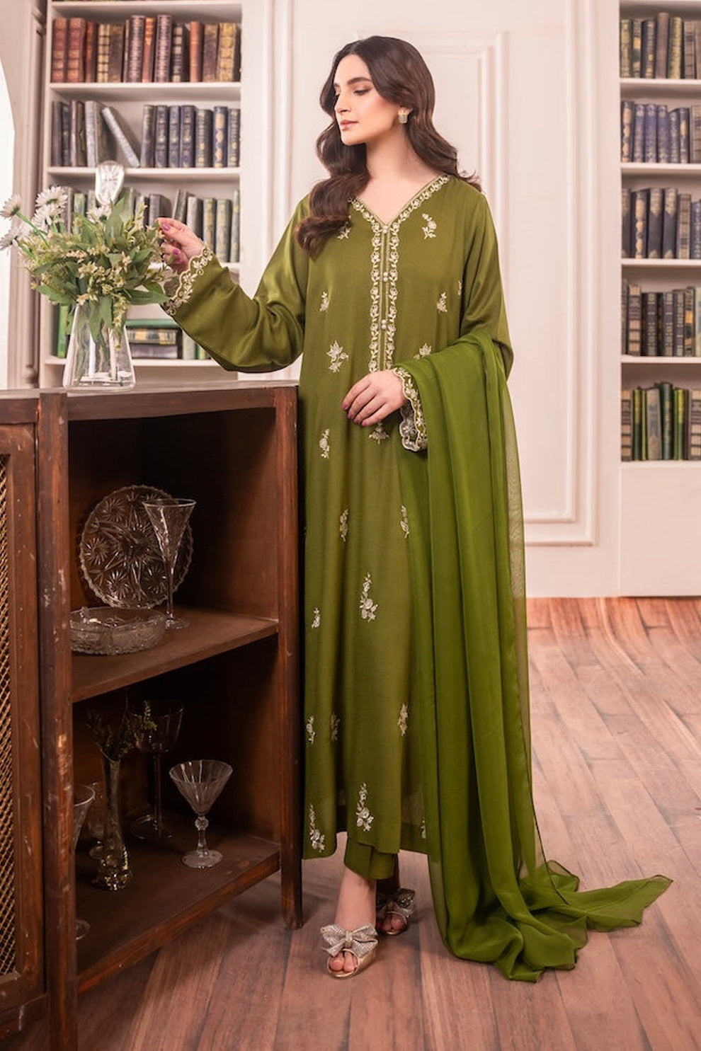 SAPPHIRE-3PC DHANAK EMBROIDERED SUIT-KUN-4084