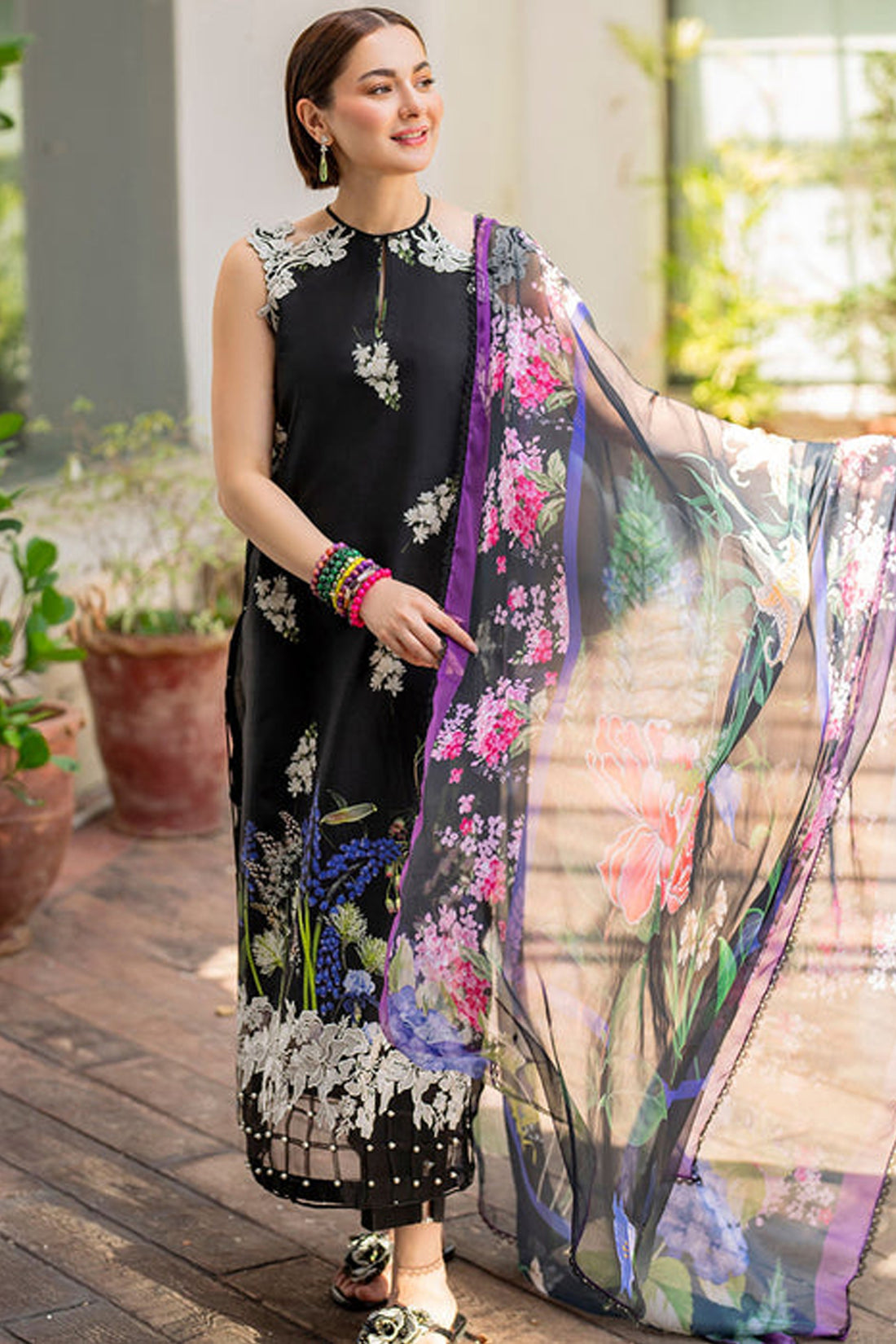 ASIFA NABEEL-3PC LAWN PRINT EMBROIDERED SHIRT WITH CHIFFON PRINT DUPATTA AND PRINT TROUSER-KUN-2515