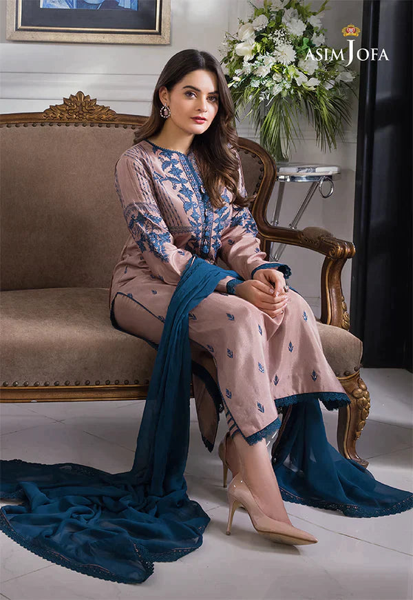 ASIM JOFA 3PC DHANAK EMBROIDERED SUIT-KUN-3510