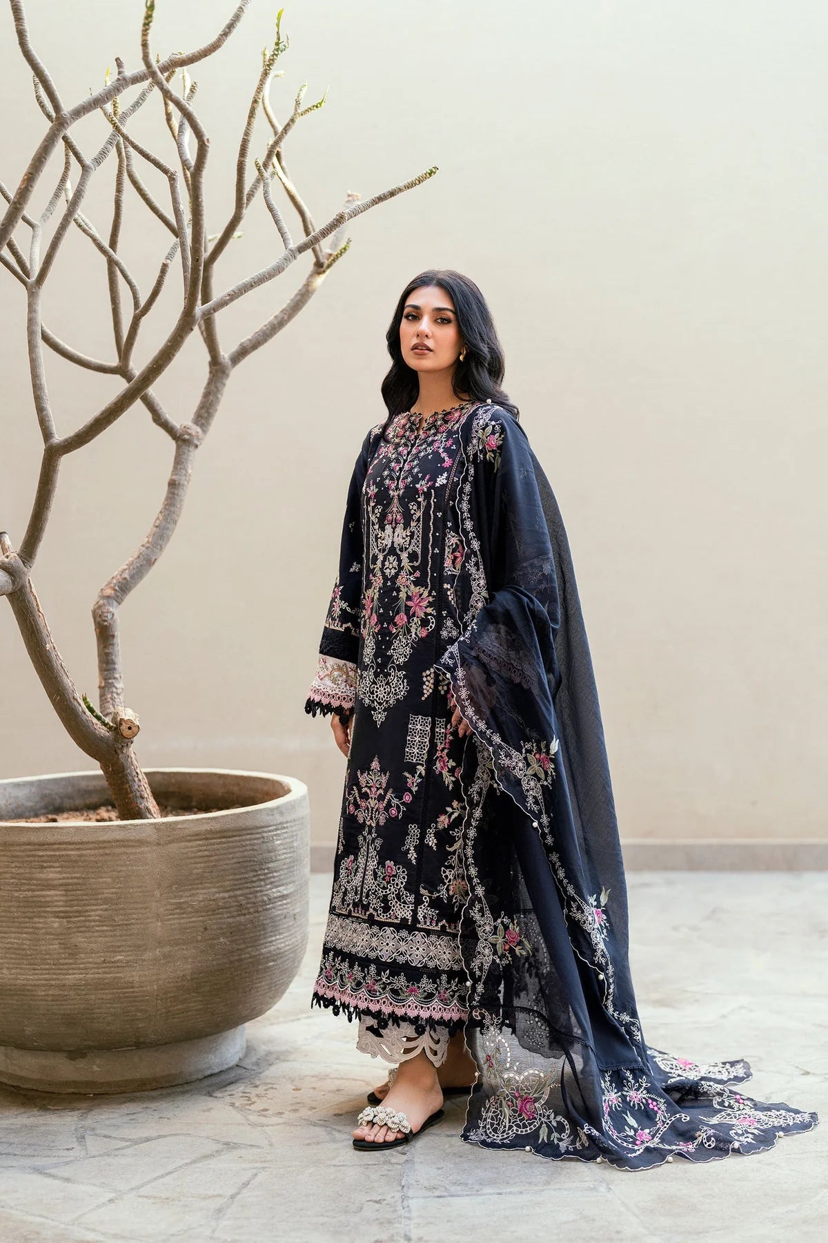 FLORENT-3PC DHANAK EMBROIDERED SUIT KUN-4229