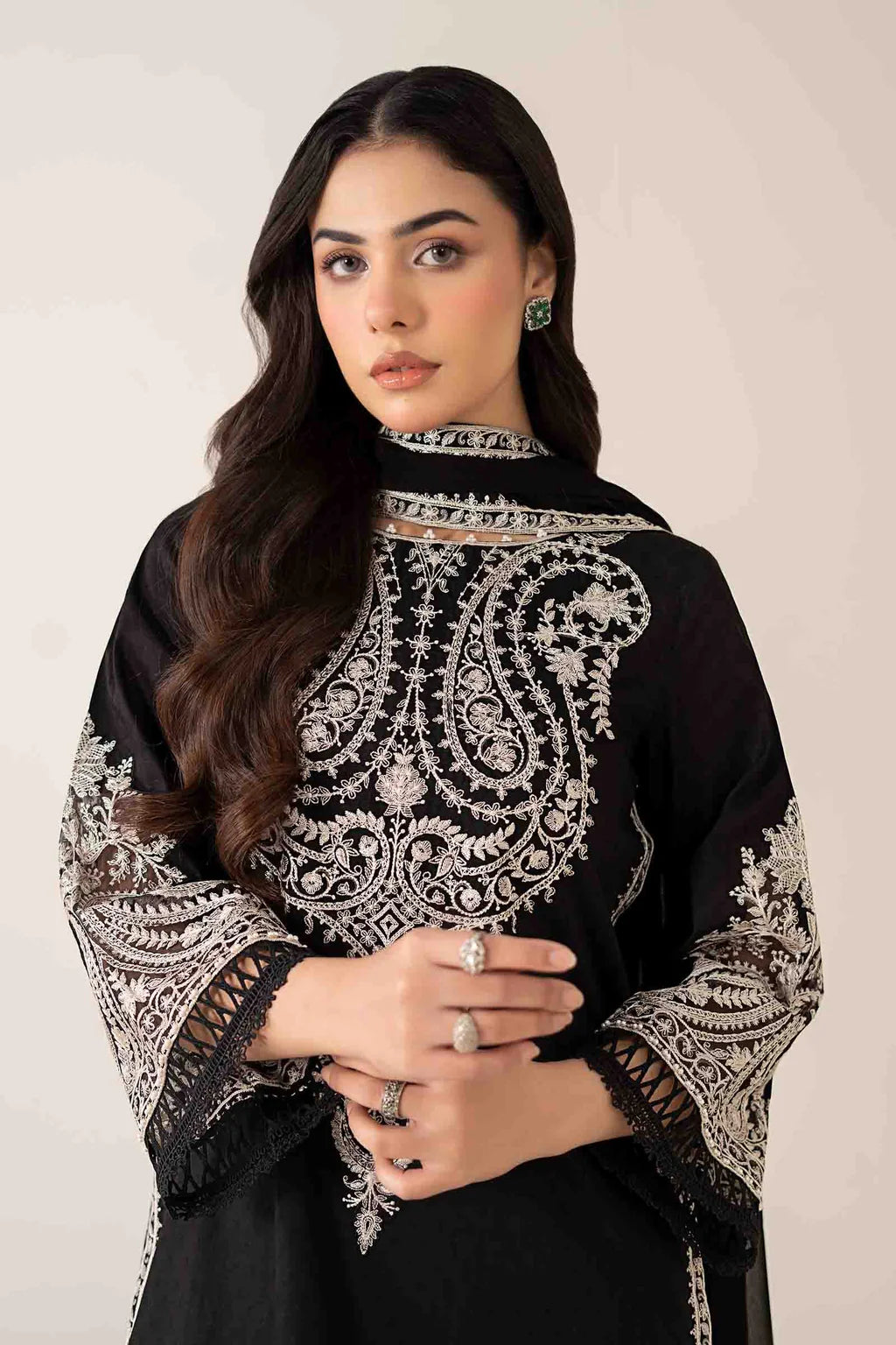 MARIA.B-3PC DHANAK EMBROIDERED SUIT KUN-4165