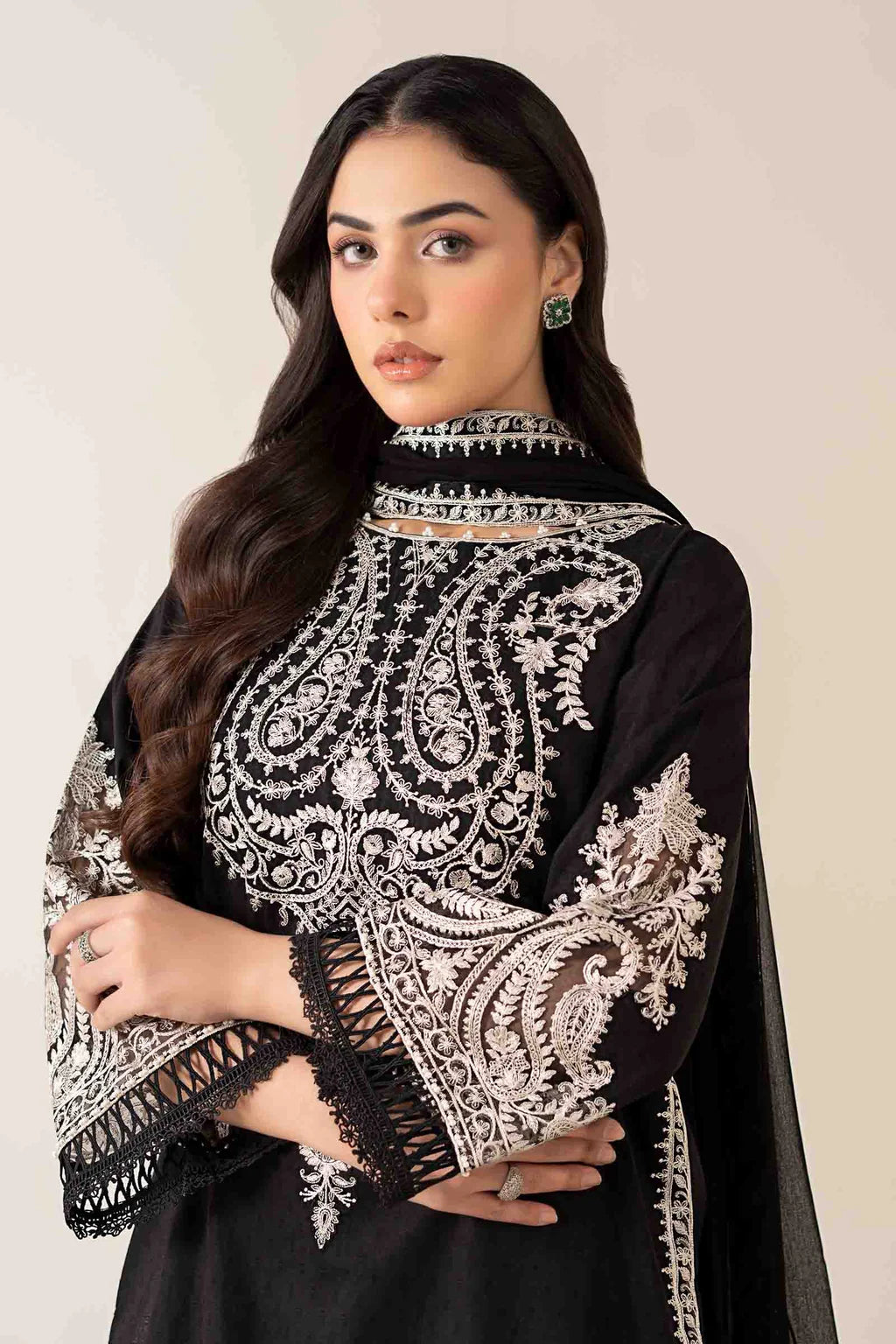 MARIA.B-3PC DHANAK EMBROIDERED SUIT KUN-4165