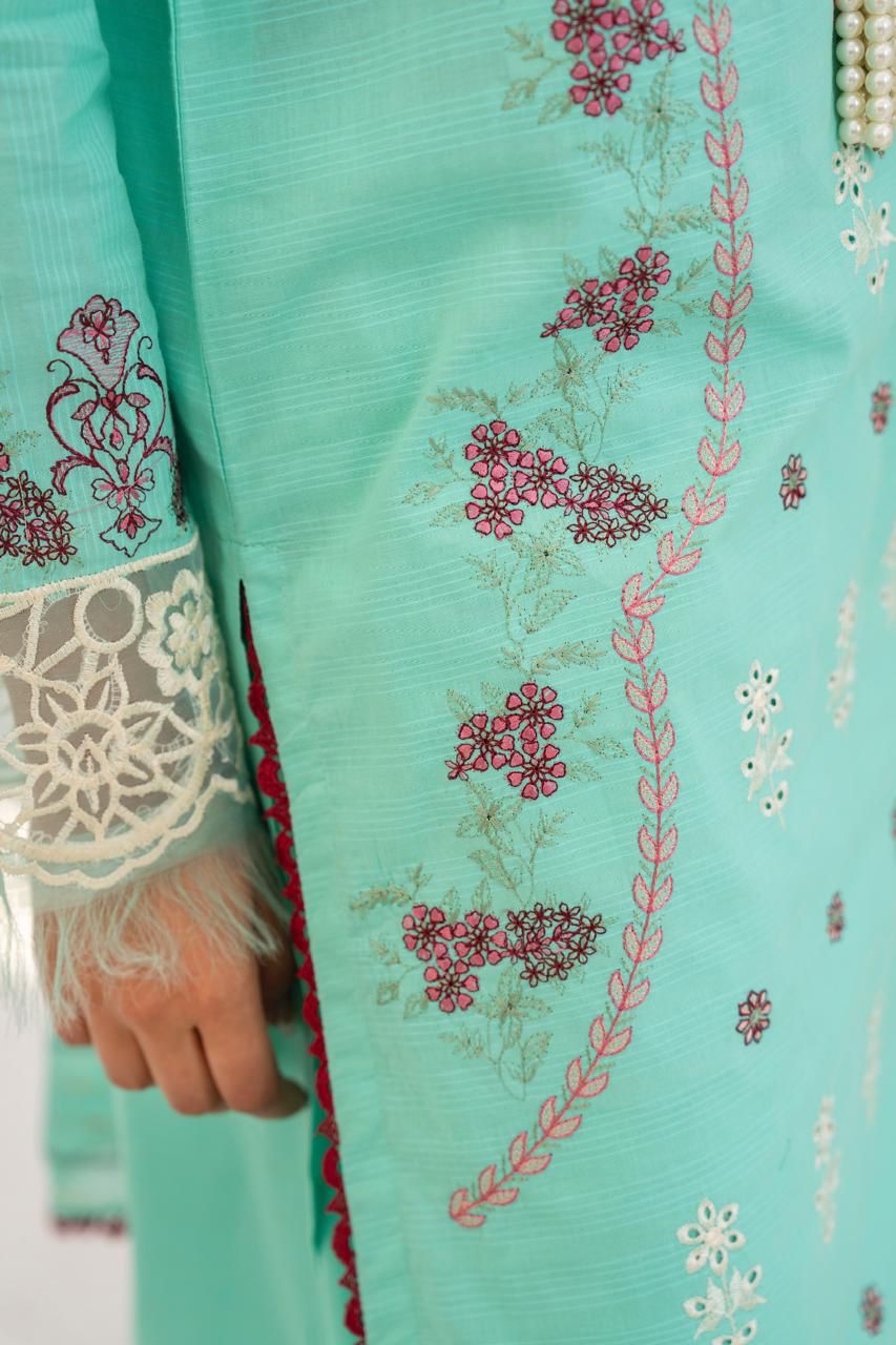 KUN-3PC LAWN EMBROIDERED SHIRT WITH LAWN EMBROIDERED READY TO WEAR DUPATTA-KUN-63