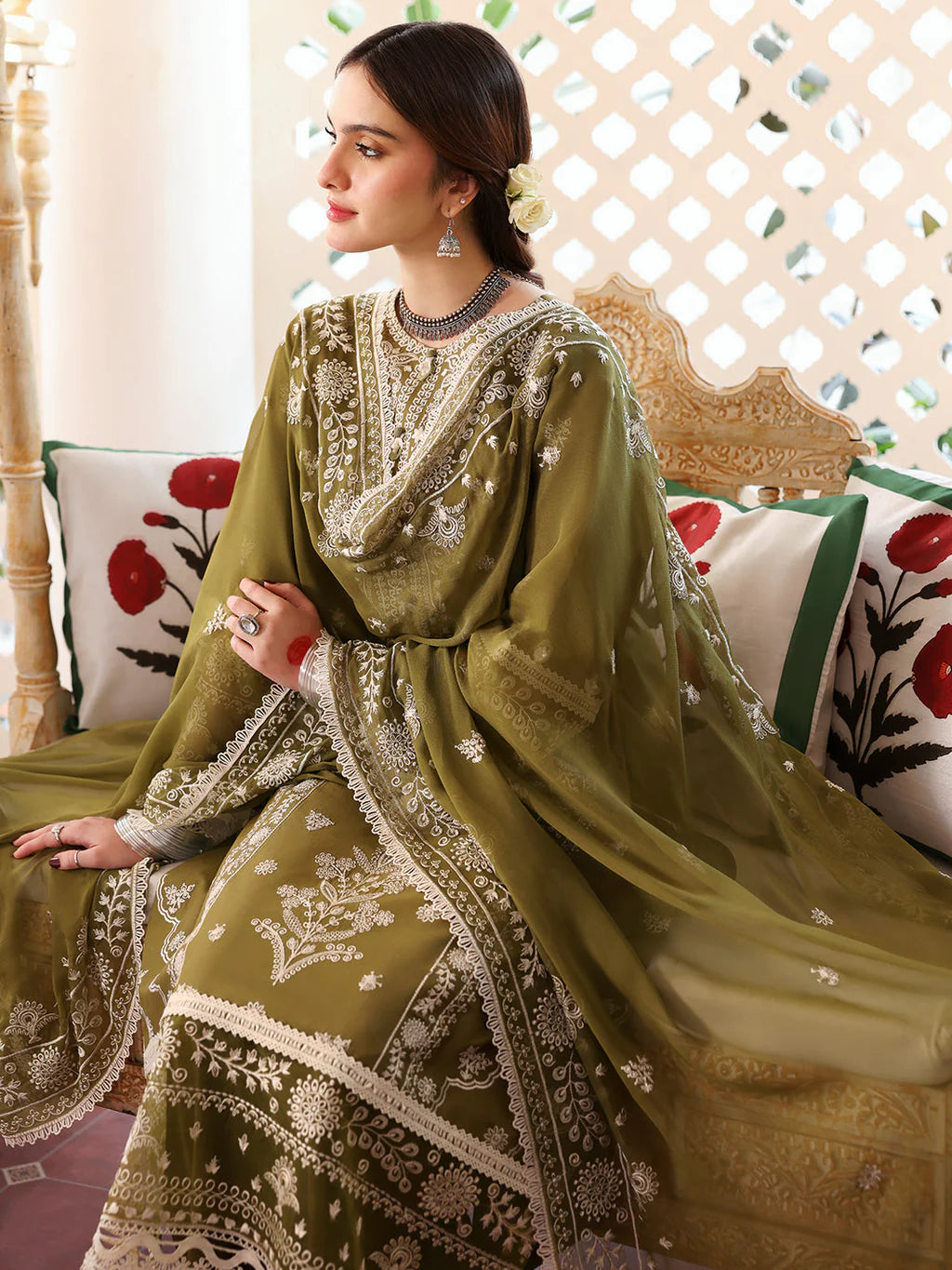 MAHNUR-3PC DHANAK EMBROIDERED SUIT-4033