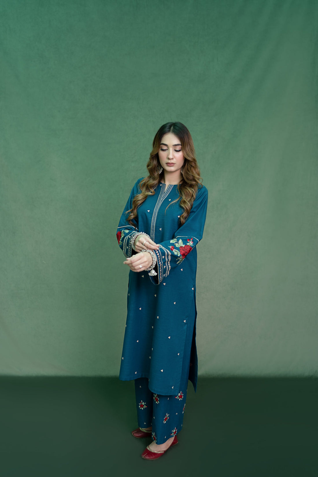 URGE-2PC DHANAK EMBROIDRED SUIT-KUN-101