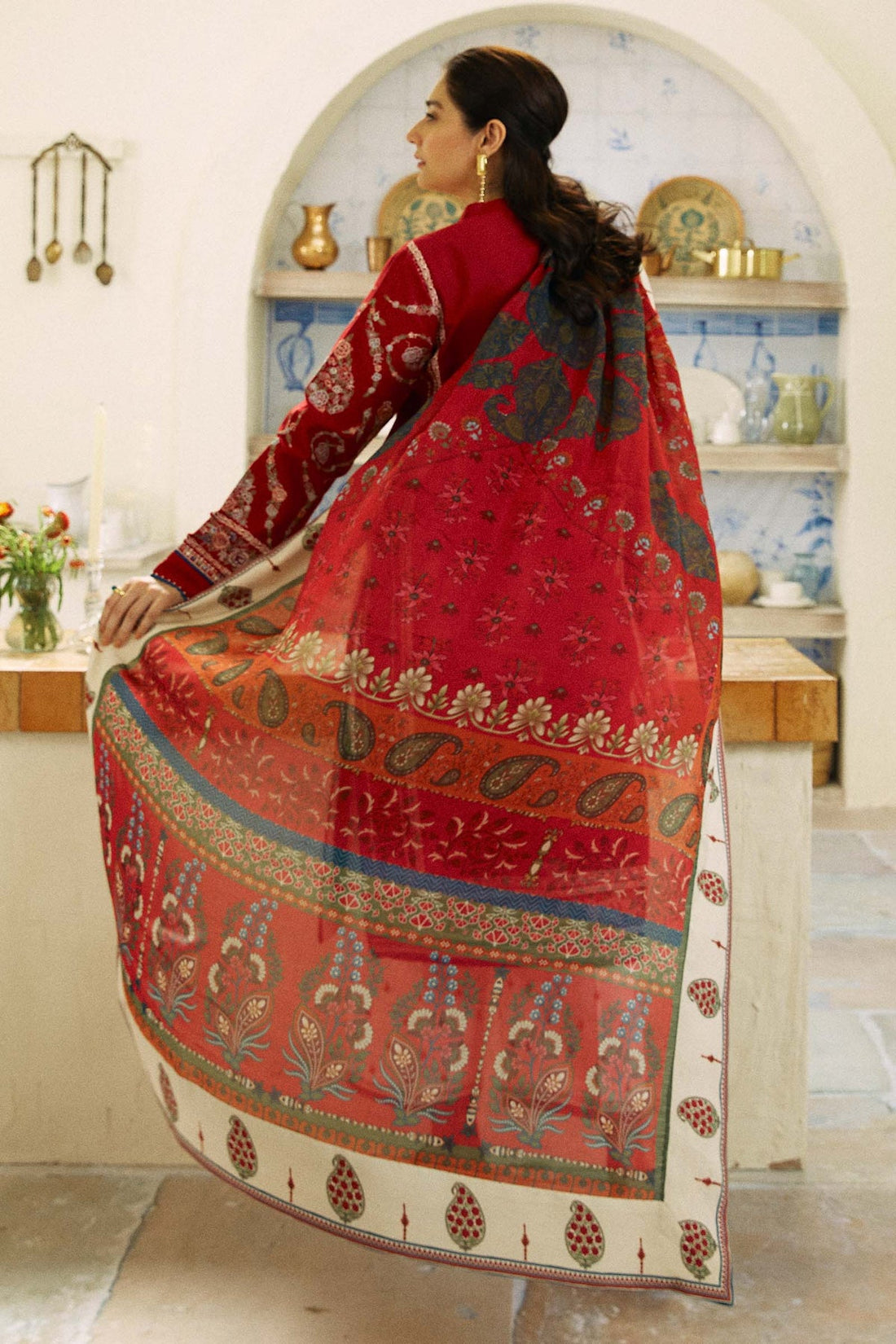 ZARASHAHJAHAN-3PC LAWN EMBROIDERED SHIRT WITH MONARK PRINT DUPATTA AND EMB TROUSER-KUN-3521