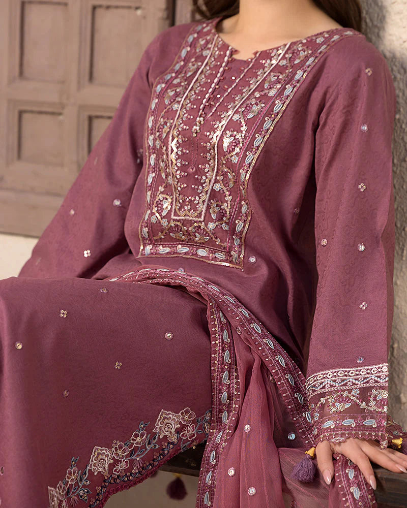 JADE-3PC DHANAK SEQUENCE EMBROIDERED SUIT KUN-4087