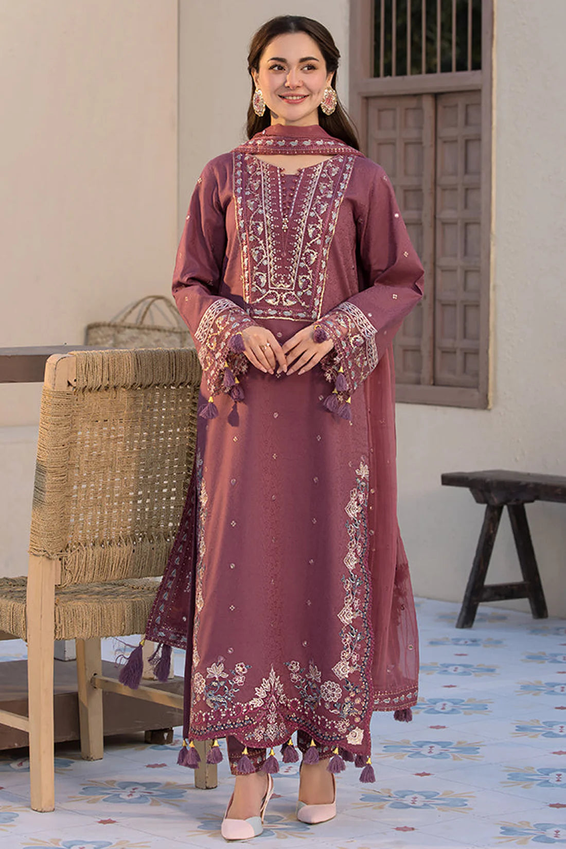 JADE-3PC DHANAK SEQUENCE EMBROIDERED SUIT KUN-4087