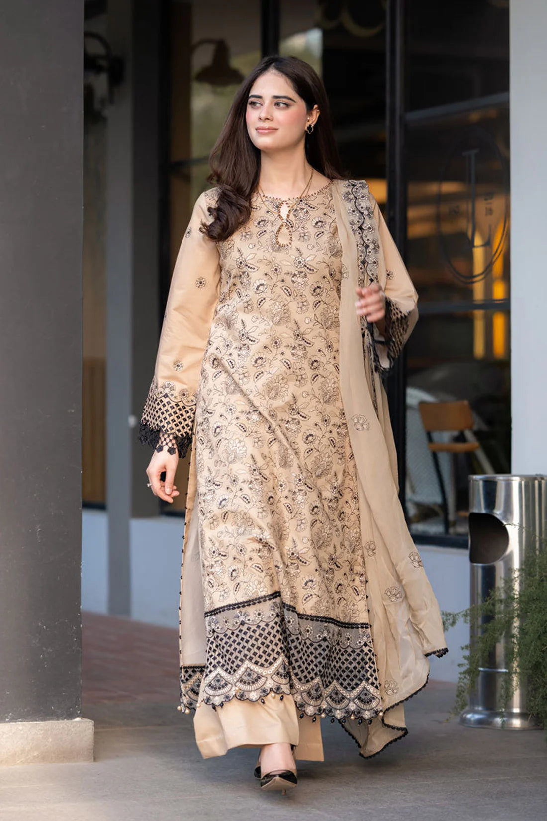 SAPPHIRE-3PC LAWN SEQUENCE EMBROIDERED SUIT-KUN-3750