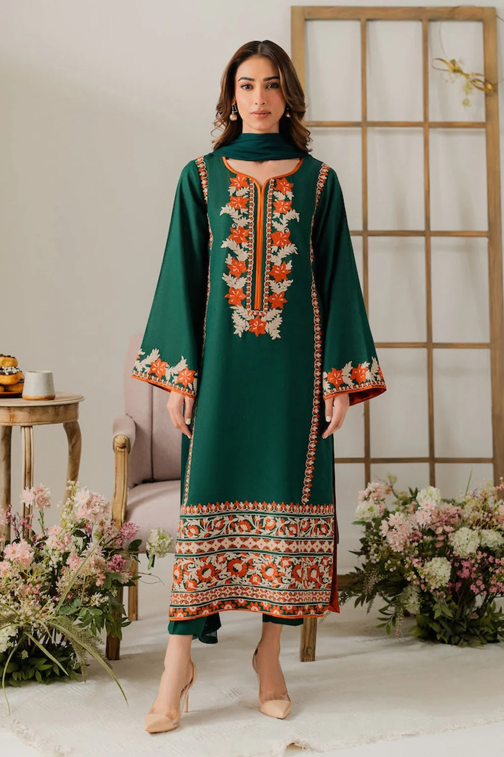 VINTAGE-3PC DHANAK EMBROIDERED SUIT KUN-4248