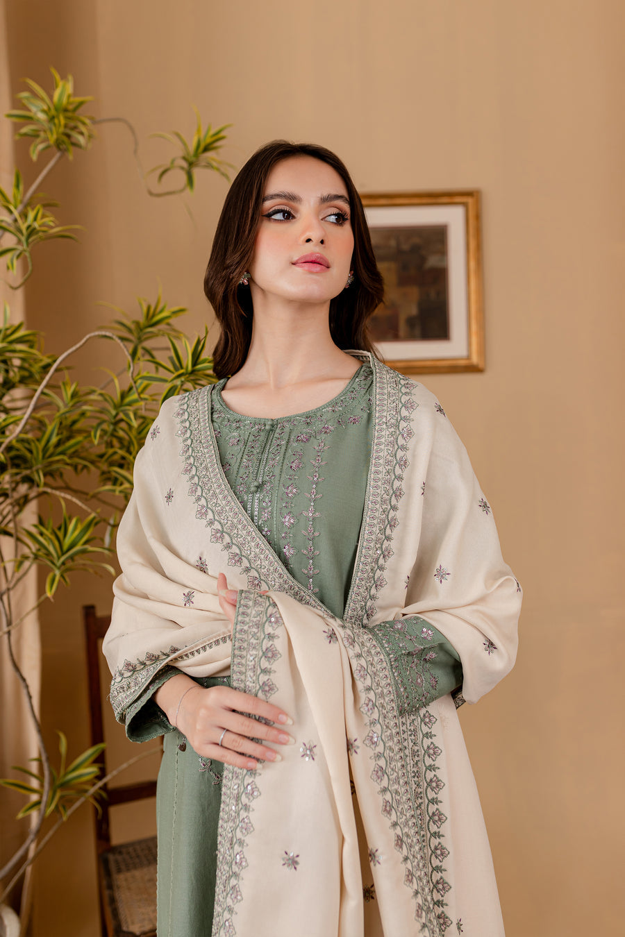 JAZMIN - 3PC LAWN EMBROIDERED SHIRT WITH LAWN EMBROIDERED DUPATTA AND LAWN TROUSER-KUN-3501