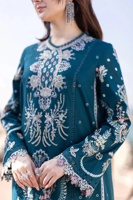 QALAMQAR-3PC DHANAK HEAVY EMBROIDERED SUIT-KUN-4021