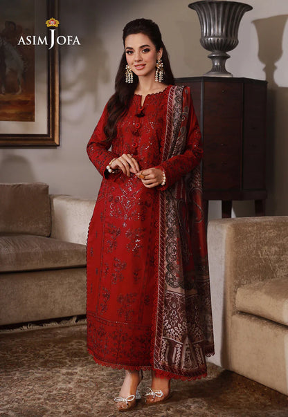 ASIM JOFA-3PC DHANAK SEQUIN EMBROIDRED SUIT KUN-4228