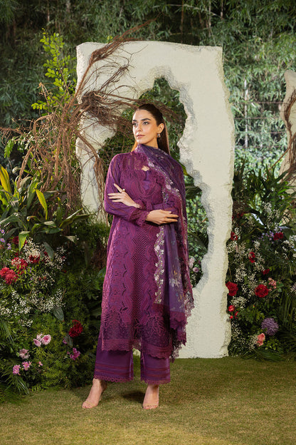 SOBIA NAZIR-3PC LAWN LASERCUT EMBROIDERED SHIRT WITH MONARK PRINT DUPATTA AND TROUSER KUN-3698