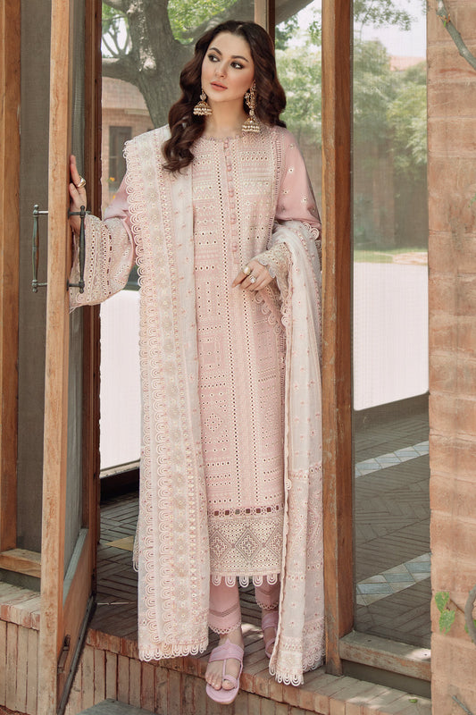 JAZMIN-3PC LAWN LASERCUT EMBROIDERED SHIRT WITH MONARK EMBROIDERED DUPATTA AND TROUSER KUN-3702