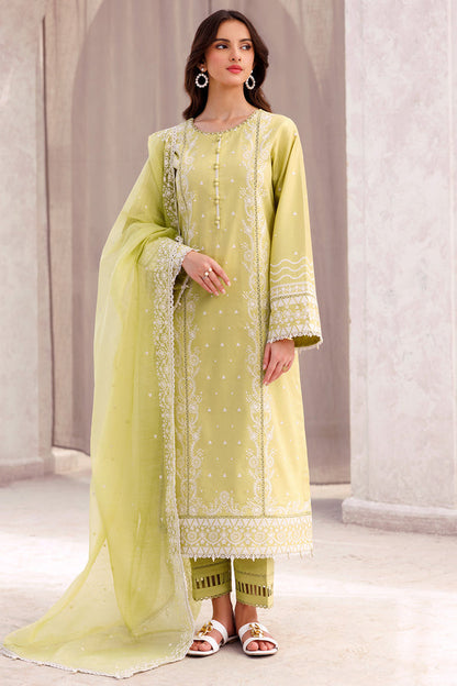SAPPHIRE-3PC LAWN EMBROIDERED SHIRT WITH ORGANZA EMBROIDERED DUPATTA AND LAWN TROUSER-KUN-3697