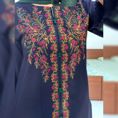 KUNFASHION-3PC DHANAK EMBROIDERED SUIT-KUN-4076
