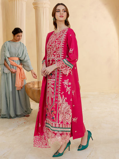 JAZMIN-3PC LAWN LASER EMBROIDERED SHIRT WITH LAWN LASER EMBROIDERED READY TO WEAR DUPATTA-KUN-3649