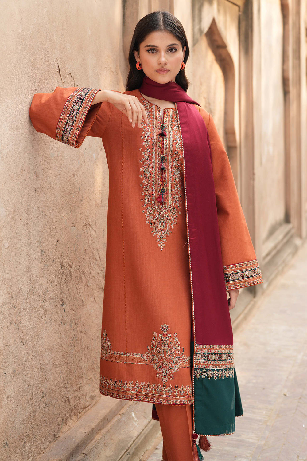 JAZMIN-3PC LAWN EMBROIDERED SHIRT WITH MONARK PRINTED DUPATTA & TROUSER-KUN-2219