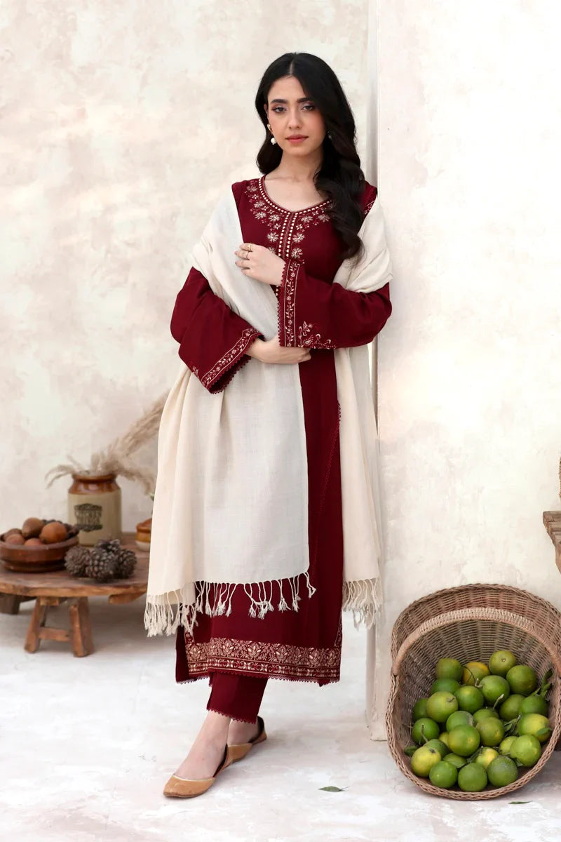 FEROZAE-2PC LAWN EMBROIDERED SHIRT WITH LAWN EMBROIDERED SLEEVES-KUN-1017