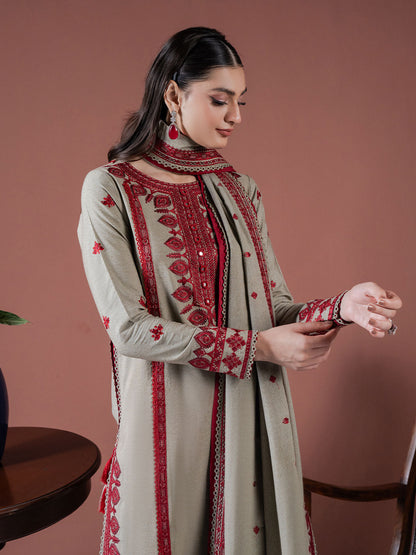 Asim Jofa-Lawn 3pc Embroidered Shirt With Lawn Embroidered Dupatta & Embroidered Trouser-KUN-3563