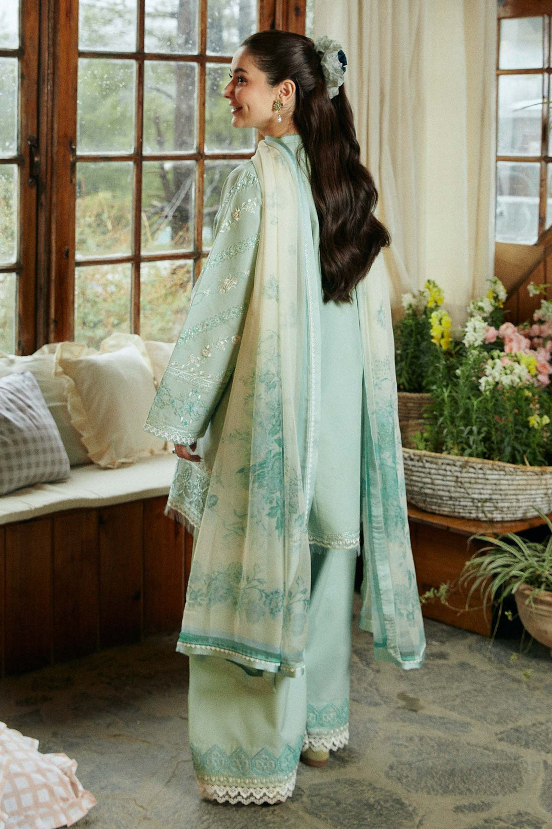 ZAHRA SHAHJAHAN-3PC LAWN EMBROIDERED SHIRT WITH LAWN EMBROIDERED DUPATTA AND LAWN TROUSER-KUN-3531