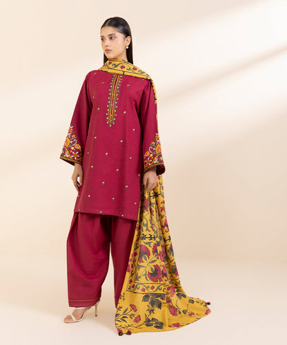 SAPPHIRE-3PC LAWN EMBROIDERED SHIRT WITH MONARK PRINT DUPATTA AND TROUSER-KUN-3607