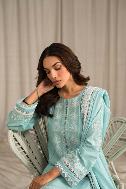 SEHAR BY MIRAJ- LAWN 3PC EMBROIDERED SHIRT WITH ORGANZA EMBROIDERED DUPATTA WITH TROUSER-KUN-2805