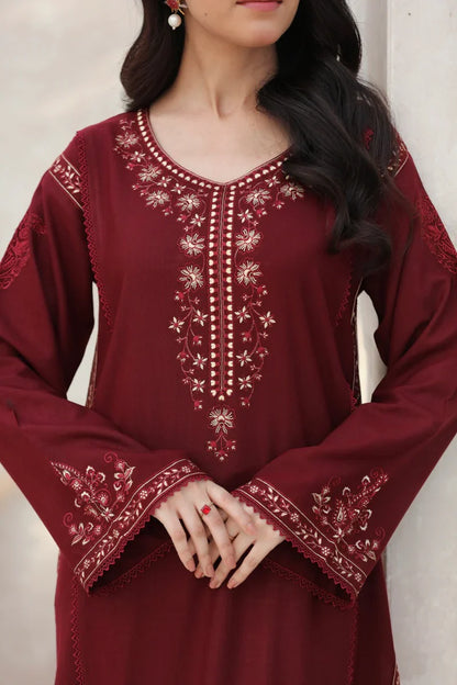 FEROZAE-2PC LAWN EMBROIDERED SHIRT WITH LAWN EMBROIDERED SLEEVES-KUN-1017