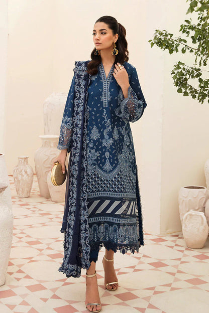 AFROZE-3PC LAWN EMBROIDERED SHIRT WITH CHIFFON EMBROIDERED DUPATTA AND TROUSER-KUN-3596