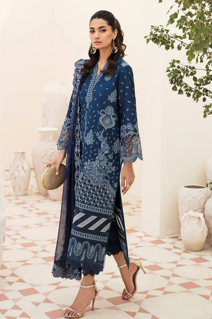 AFROZE-3PC LAWN EMBROIDERED SHIRT WITH CHIFFON EMBROIDERED DUPATTA AND TROUSER-KUN-3596