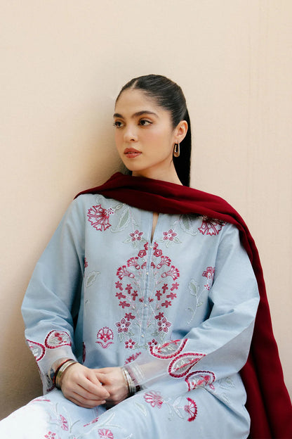 ZAHRA SHAHJAHAN-3PC DHANAK EMBROIDERED SUIT-KUN-4215