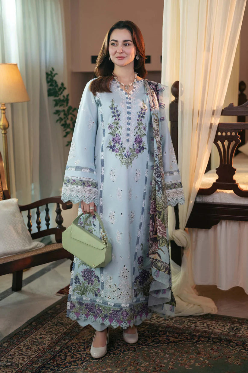 QALAMQAR-3PC DHANAK EMBROIDERED SUIT-KUN-4140