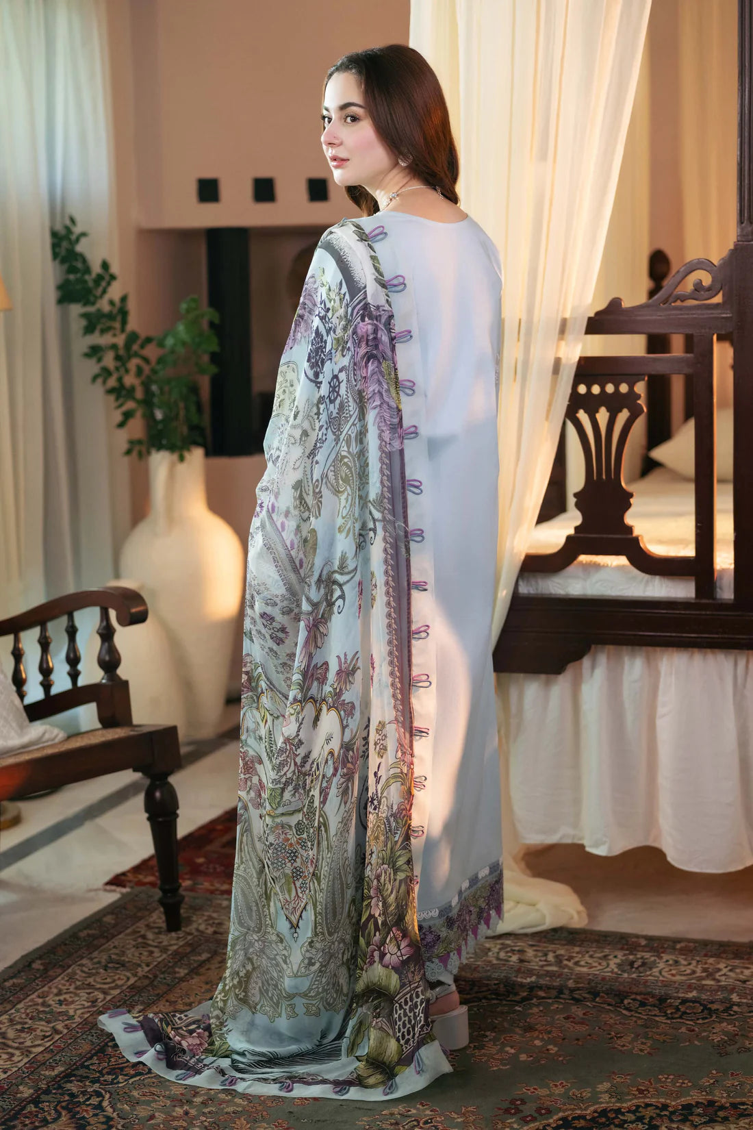 QALAMQAR-3PC DHANAK EMBROIDERED SUIT-KUN-4140