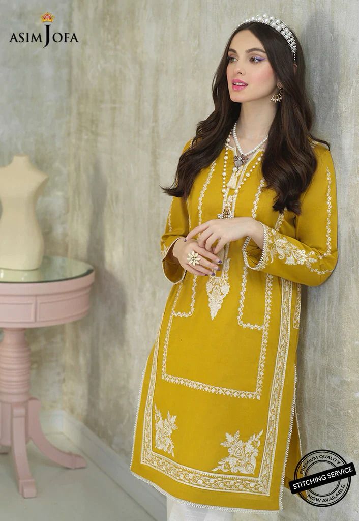 ASIM JOFA- 3PC LAWN EMBROIDERED WITH MONARK PRINT DUPATTA- KUN -3522