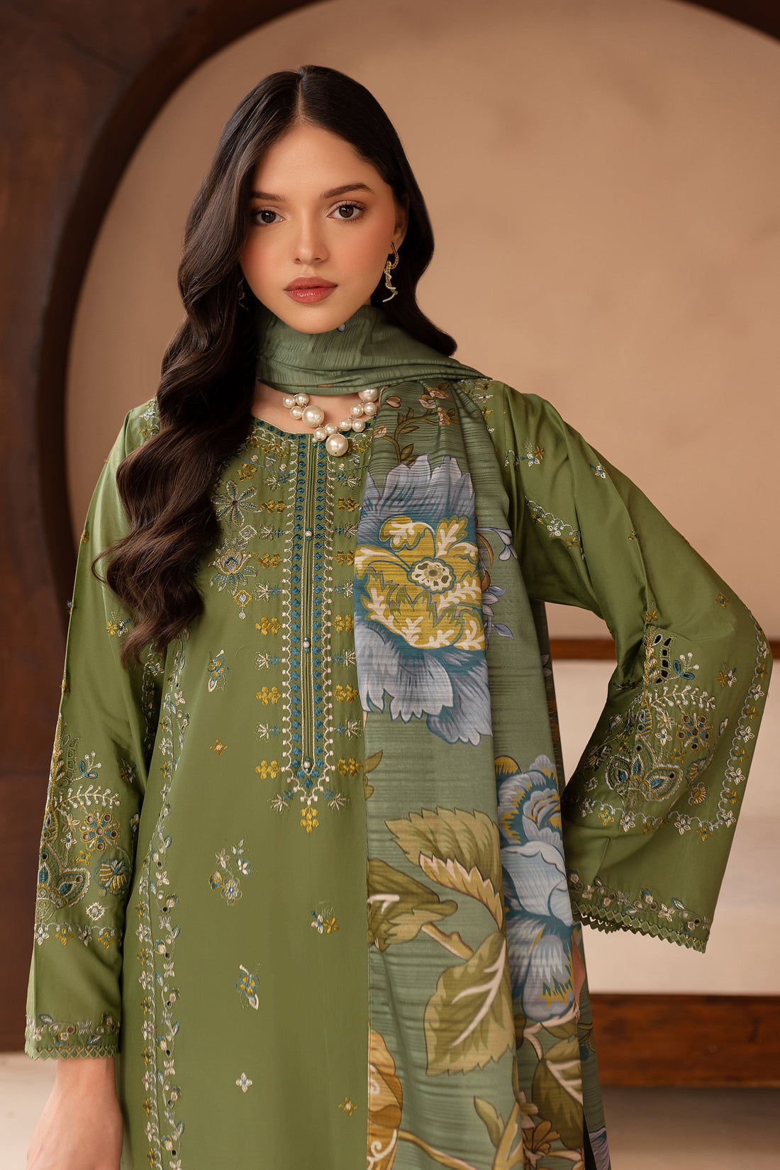 BATIK-3PC LAWN EMBROIDERED SHIRT WITH MONARK PRINT DUPATTA AND EMB TROUSER-KUN-3700