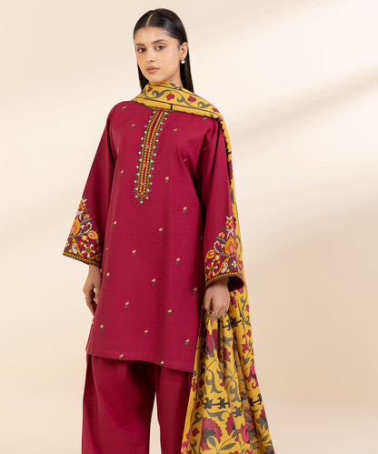 SAPPHIRE-3PC LAWN EMBROIDERED SHIRT WITH MONARK PRINT DUPATTA AND TROUSER-KUN-3607