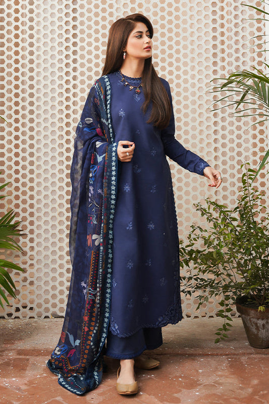 SERAN- 3PC LAWN EMBROIDERED SHIRT WITH MONARK PRINT DUPATTA & TROUSER-KUN -3511