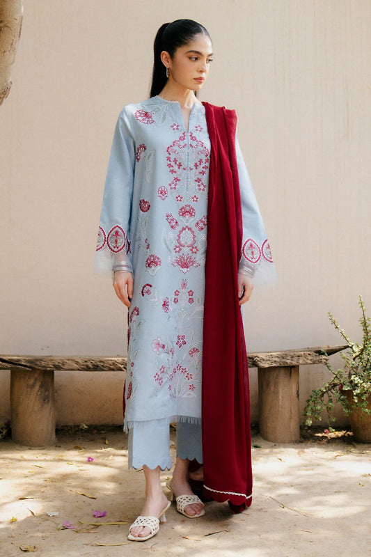 ZAHRA SHAHJAHAN-3PC DHANAK EMBROIDERED SUIT-KUN-4215