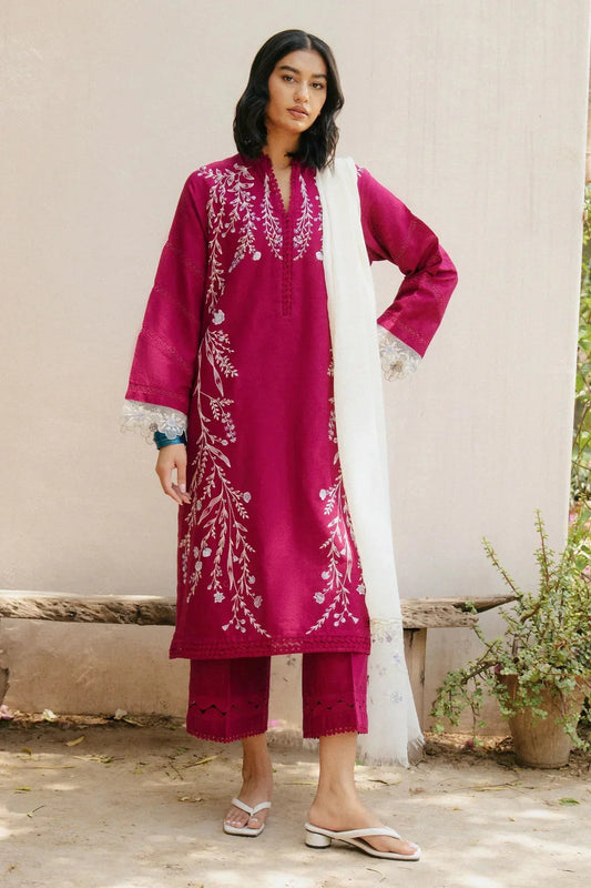 ZARA SHAH JAHAN-3PC DHANAK EMBROIDERED SUIT-KUN-4216