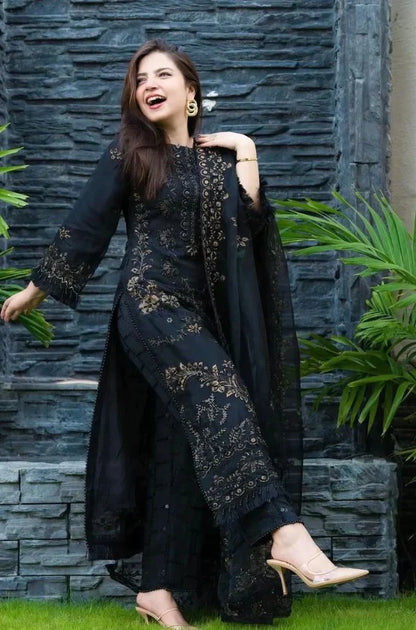 DANANEER-3PC-LAWN EMBROIDERED WITH MONARK EMBROIDERED DUPATTA & TROUSER-KUN-1047